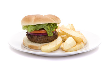 Hamburger and french fries