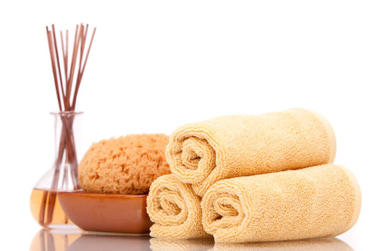 Spa items on white background