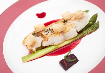 Delicious fried seabass fillet