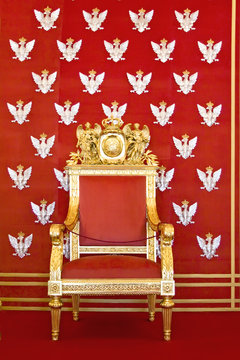 Throne in Royal castle in Warsaw on World Heritage List.