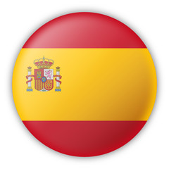 Obraz premium Round Pin Flag of Spain