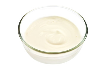 Glass bowl with sour cream
