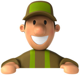 Jardinier et panneau blanc