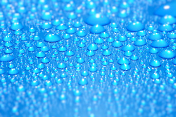 blue water drops, shallow dof
