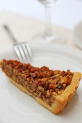 Slice of hazel nut tart
