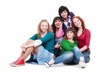 Obraz premium cheerful company of young people