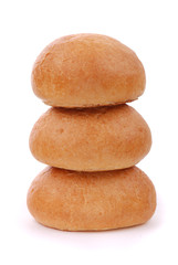 Fototapeta na wymiar Three fresh buns isolated
