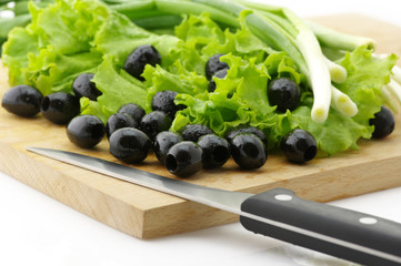 Black olives and greens