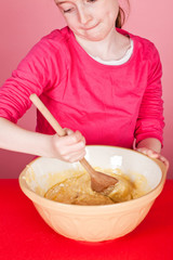Mixing the muffin mixture