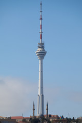 Obraz premium Baku, Azerbaijan, broadcasting tower and minarets