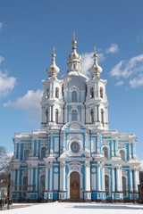 Fototapeta na wymiar Rosja, Sankt Petersburg. Katedra Smolny
