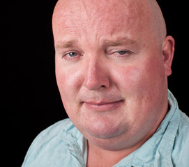 close up portrait casual male overweight