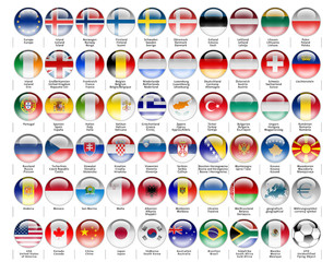 Europe Plus Industry Nations, Web2.0 Buttons Set, Aqua Design