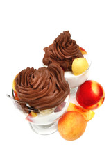 crystal bowl with chocolate ice cream