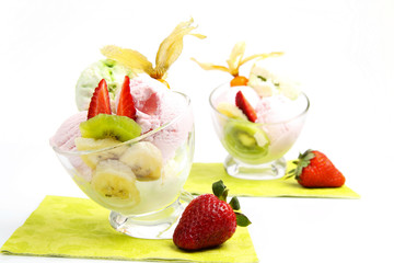 Ice cream with fruits