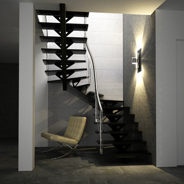 Escalier m&eacute;tallique laqu&eacute; noir