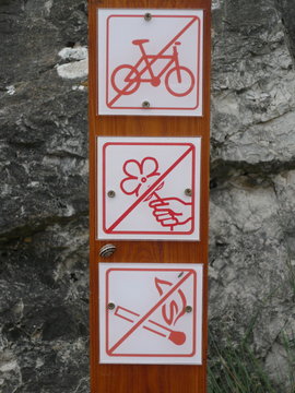 no bike,picking up flowers not allowed,no fire
