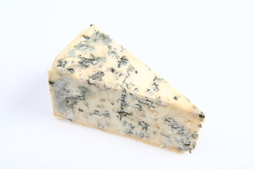 Blue cheese on white background