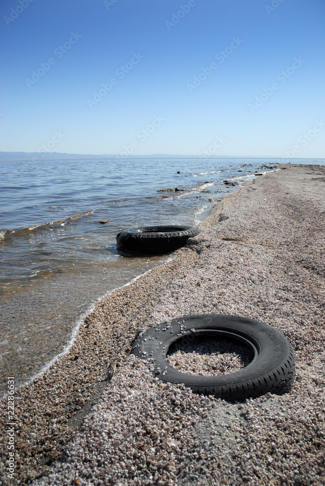 Wall mural two discarded tires