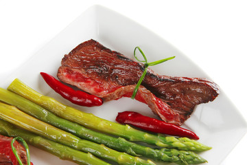 beef meat with asparagus