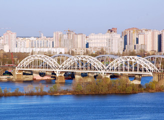 Railway bridge across Dnepr river, Kiev, Ukraine