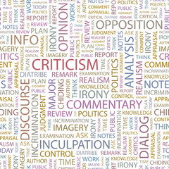 CRITICISM. Seamless vector pattern with word cloud.