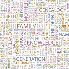 FAMILY. Seamless vector pattern with word cloud.