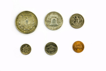 Old and new American coins combined in process of growth