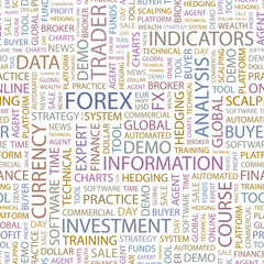 FOREX. Seamless vector pattern with word cloud.