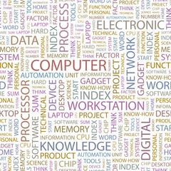 Fototapeta premium COMPUTER. Seamless illustration with association terms.