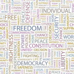 Fototapeta premium FREEDOM. Seamless vector pattern with word cloud.