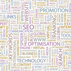 Fototapeta premium SEO. Seamless vector pattern with word cloud.