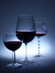wine glasses on the dark background
