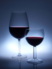 wine glasses on the dark background