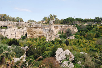 The ruins of the ancient greek Neapolis in Syracuse, Sicily