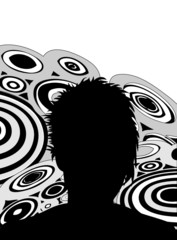 Frauenkopf mit abstraktem Hintergrund