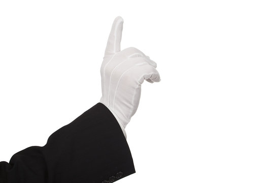 Zeigefinger, Achtung, Serie wei&szlig;e Handschuhe