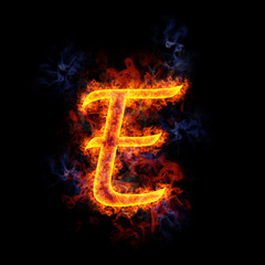 Fiery letter E.