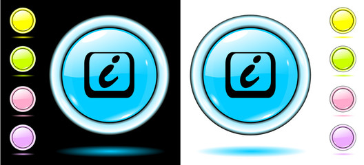 Button info blue isolated on the white and black