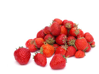 Strawberries on the white background