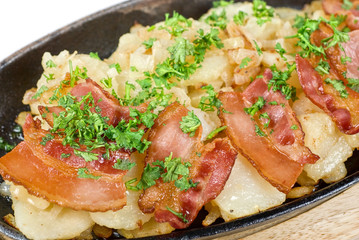 Fried potato with bacon