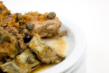 coniglio alla ligure con carciofi