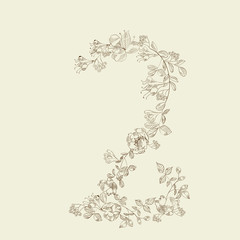 Floral font. Number 2