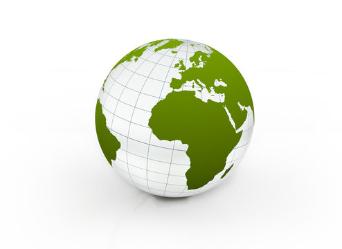 Green glass globe environmental earth