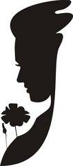 The shape of a lady face with a flowers