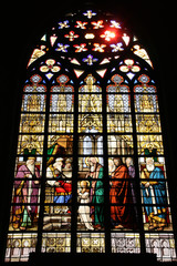 Stained glass art in Notre Dame de la Chapelle, Brussels