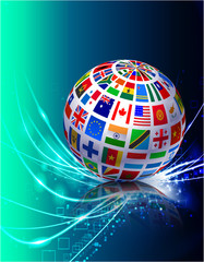 Flag Globe on Abstract Modern Light Background