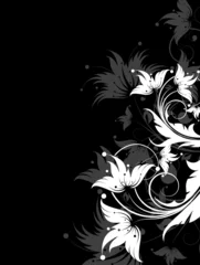 Crédence de cuisine en verre imprimé Fleurs noir et blanc Illustration abstraite florale