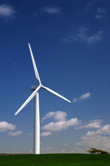 Wind turbine on a hillside