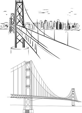 Golden Gate bridge - hand drawing illustrations
